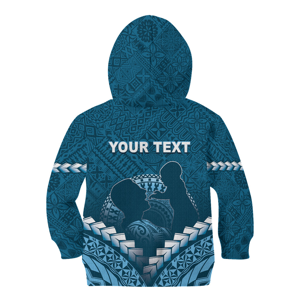 Personalised Fiji Happy Father's Day Kid Hoodie Au Lomani Iko Dad Polynesian Tribal