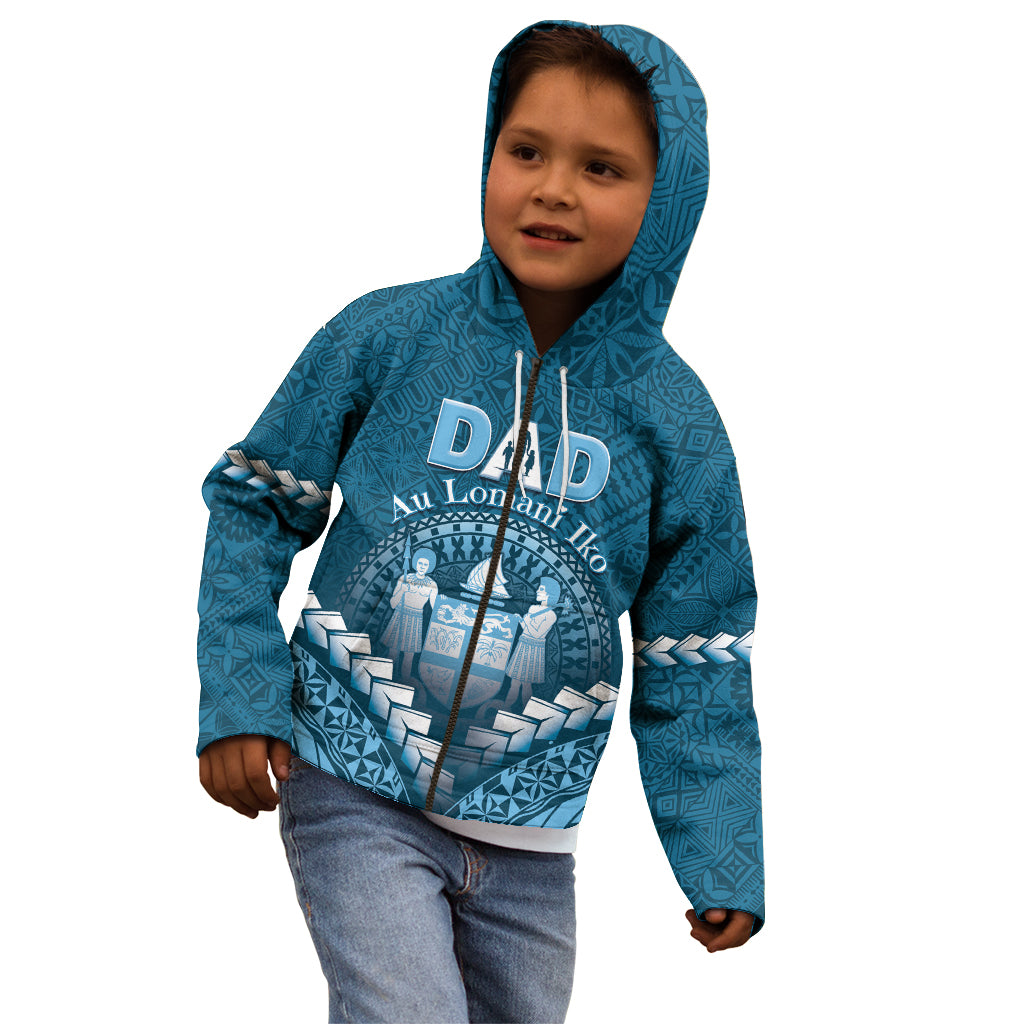 Personalised Fiji Happy Father's Day Kid Hoodie Au Lomani Iko Dad Polynesian Tribal