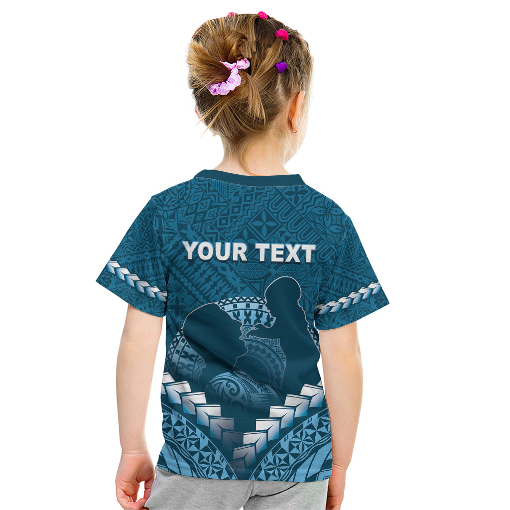 Personalised Fiji Happy Father's Day Kid T Shirt Au Lomani Iko Dad Polynesian Tribal