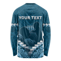 Personalised Fiji Happy Father's Day Long Sleeve Shirt Au Lomani Iko Dad Polynesian Tribal