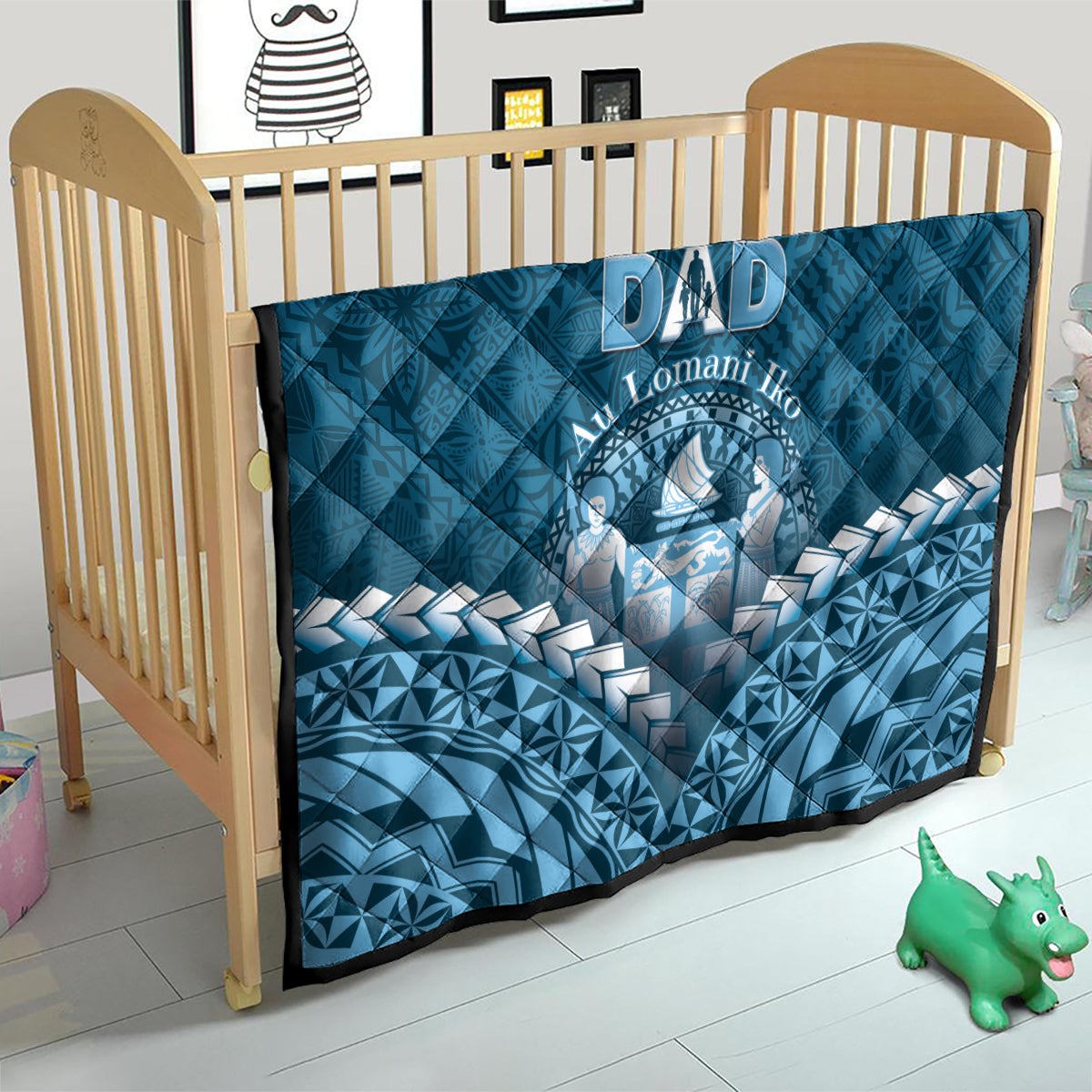 Fiji Happy Father's Day Quilt Au Lomani Iko Dad Polynesian Tribal