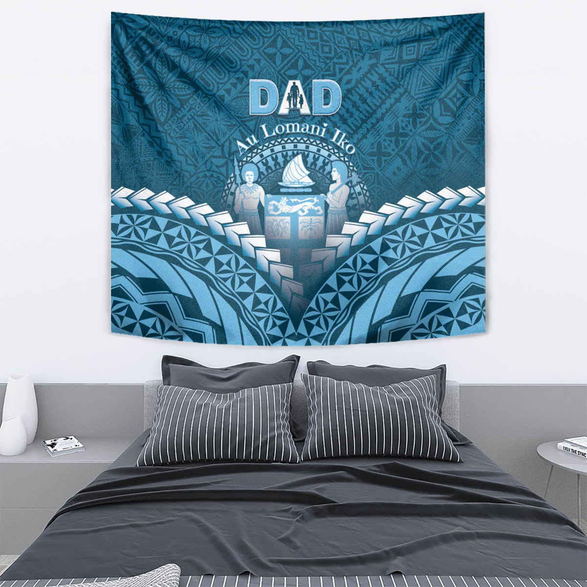 Fiji Happy Father's Day Tapestry Au Lomani Iko Dad Polynesian Tribal LT05 - Polynesian Pride