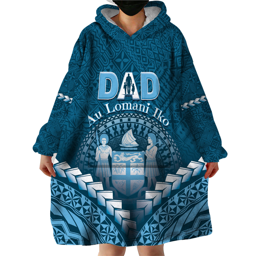 Personalised Fiji Happy Father's Day Wearable Blanket Hoodie Au Lomani Iko Dad Polynesian Tribal LT05 - Polynesian Pride