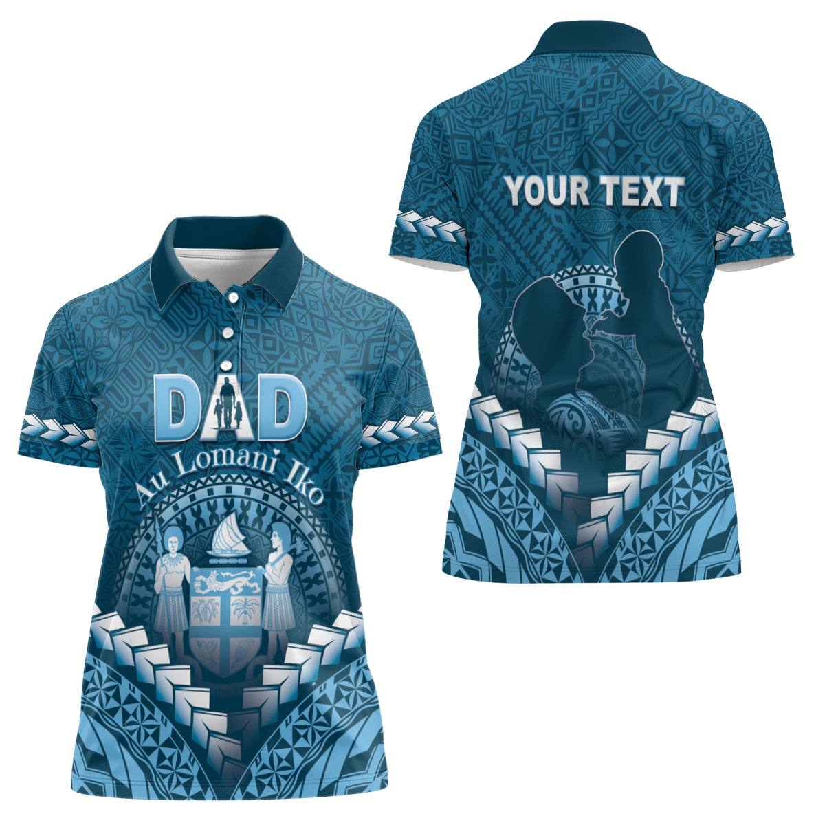 Personalised Fiji Happy Father's Day Women Polo Shirt Au Lomani Iko Dad Polynesian Tribal LT05 - Polynesian Pride