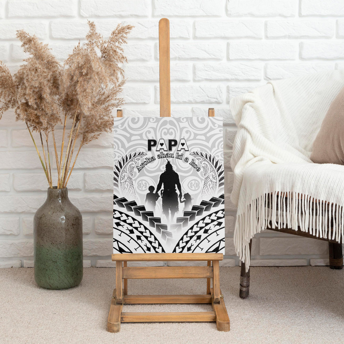 New Zealand Happy Father's Day Canvas Wall Art Aroha Ahau Ki A Koe Papa Polynesian Tribal
