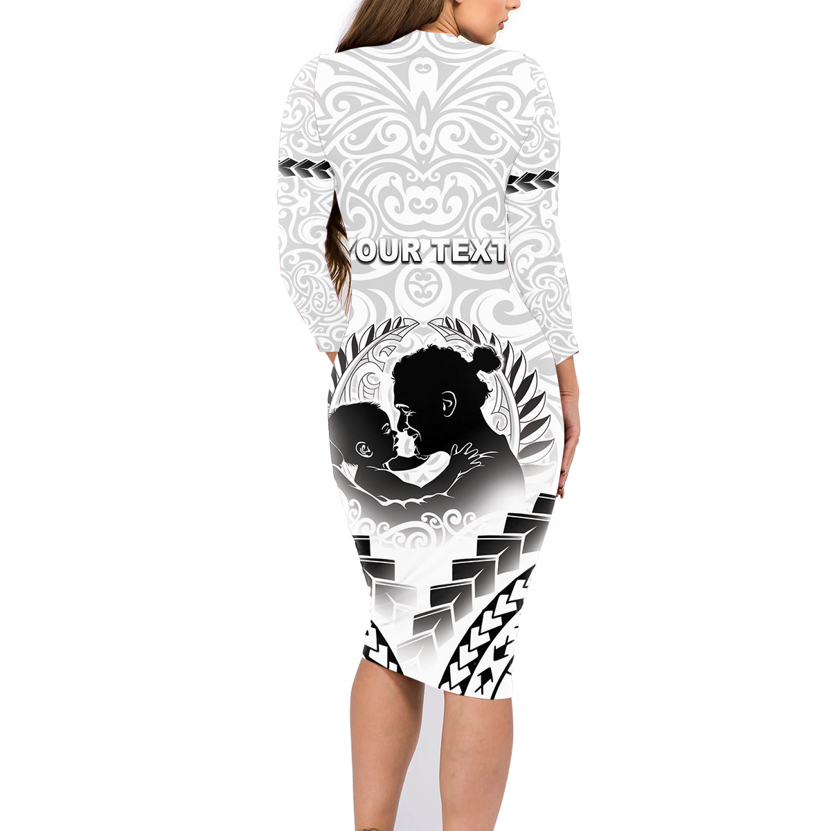 Personalised New Zealand Happy Father's Day Family Matching Long Sleeve Bodycon Dress and Hawaiian Shirt Aroha Ahau Ki A Koe Papa Polynesian Tribal LT05 - Polynesian Pride