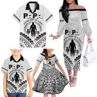 Personalised New Zealand Happy Father's Day Family Matching Off The Shoulder Long Sleeve Dress and Hawaiian Shirt Aroha Ahau Ki A Koe Papa Polynesian Tribal LT05 - Polynesian Pride
