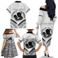 Personalised New Zealand Happy Father's Day Family Matching Off The Shoulder Long Sleeve Dress and Hawaiian Shirt Aroha Ahau Ki A Koe Papa Polynesian Tribal LT05 - Polynesian Pride