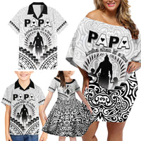 Personalised New Zealand Happy Father's Day Family Matching Off Shoulder Short Dress and Hawaiian Shirt Aroha Ahau Ki A Koe Papa Polynesian Tribal LT05 - Polynesian Pride
