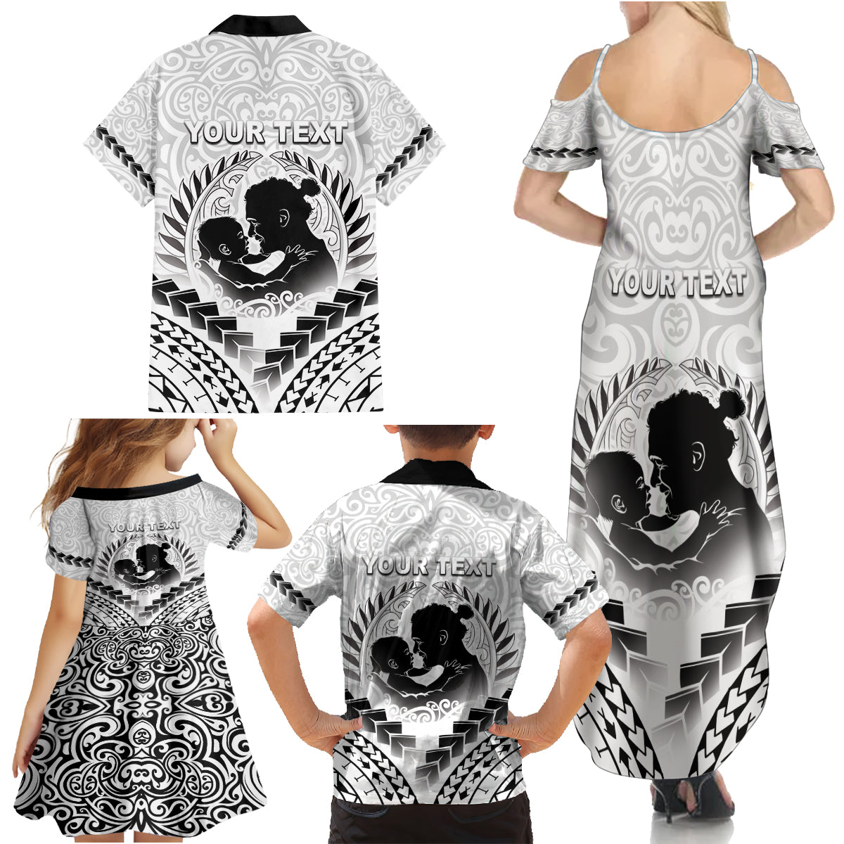Personalised New Zealand Happy Father's Day Family Matching Summer Maxi Dress and Hawaiian Shirt Aroha Ahau Ki A Koe Papa Polynesian Tribal LT05 - Polynesian Pride