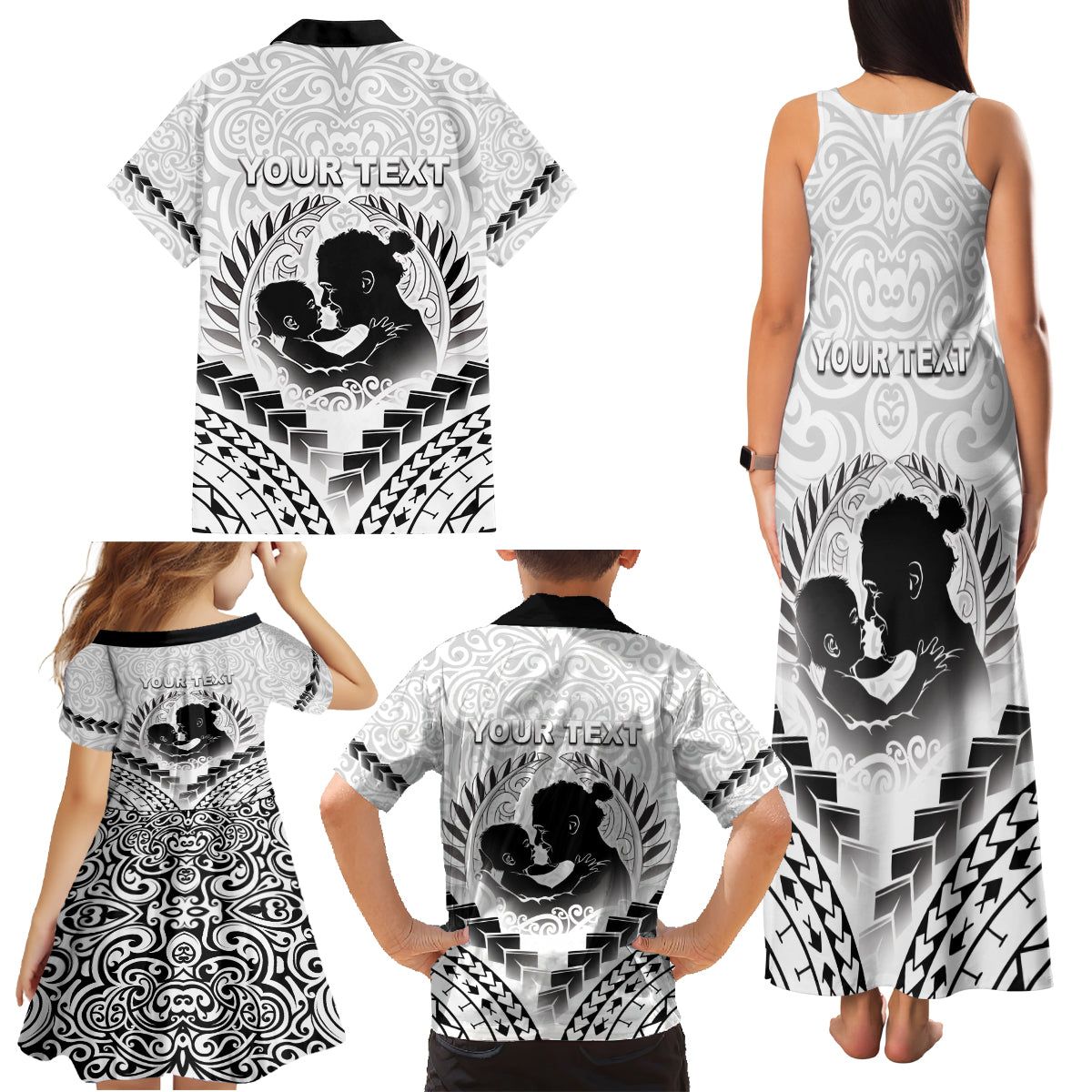 Personalised New Zealand Happy Father's Day Family Matching Tank Maxi Dress and Hawaiian Shirt Aroha Ahau Ki A Koe Papa Polynesian Tribal LT05 - Polynesian Pride