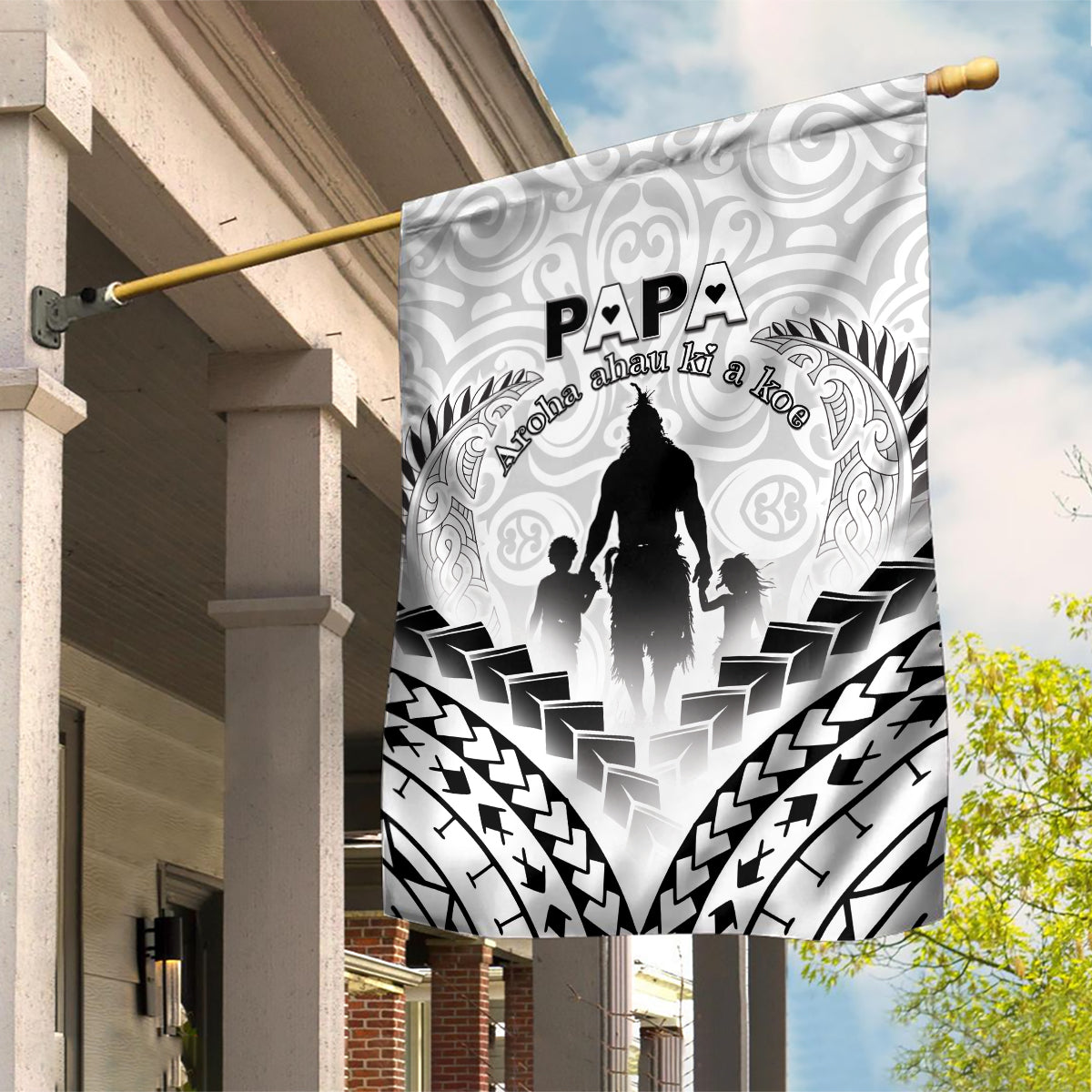 New Zealand Happy Father's Day Garden Flag Aroha Ahau Ki A Koe Papa Polynesian Tribal LT05 House Flag White - Polynesian Pride
