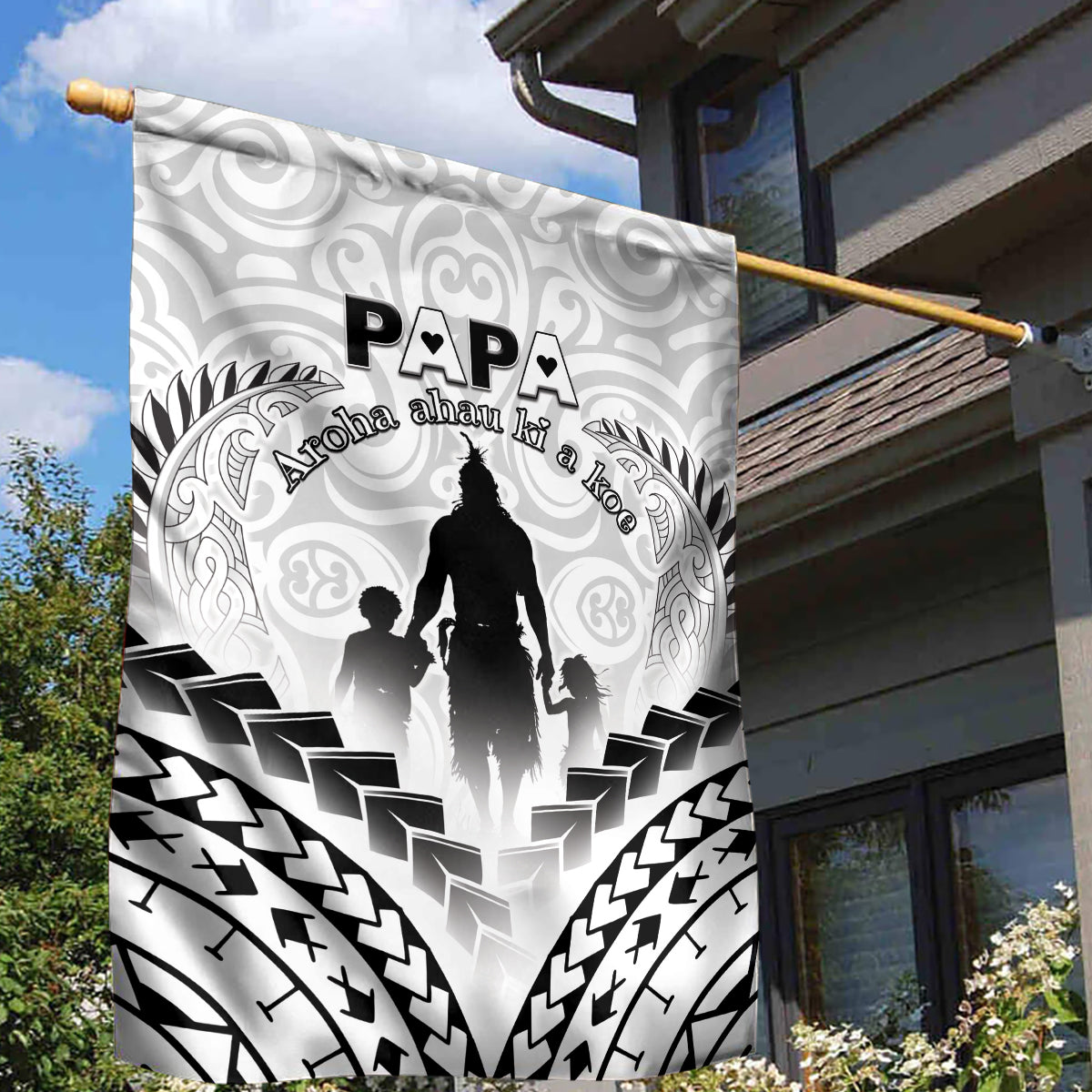 New Zealand Happy Father's Day Garden Flag Aroha Ahau Ki A Koe Papa Polynesian Tribal LT05 - Polynesian Pride