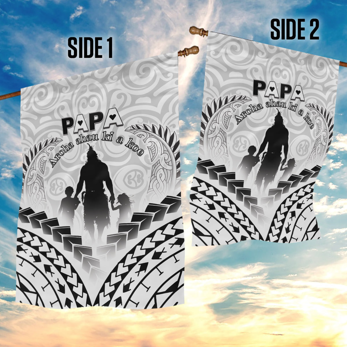New Zealand Happy Father's Day Garden Flag Aroha Ahau Ki A Koe Papa Polynesian Tribal LT05 - Polynesian Pride
