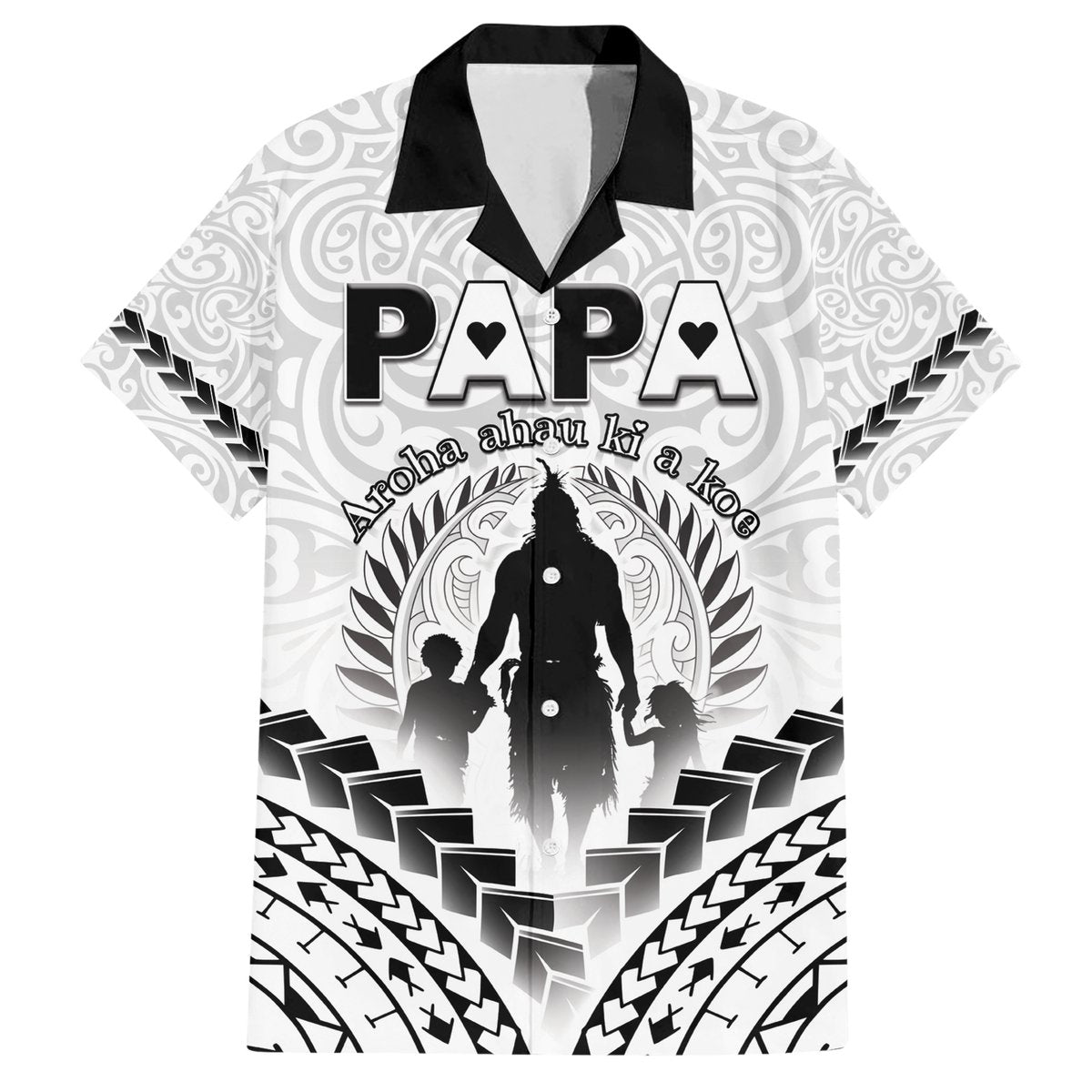 Personalised New Zealand Happy Father's Day Hawaiian Shirt Aroha Ahau Ki A Koe Papa Polynesian Tribal LT05 White - Polynesian Pride