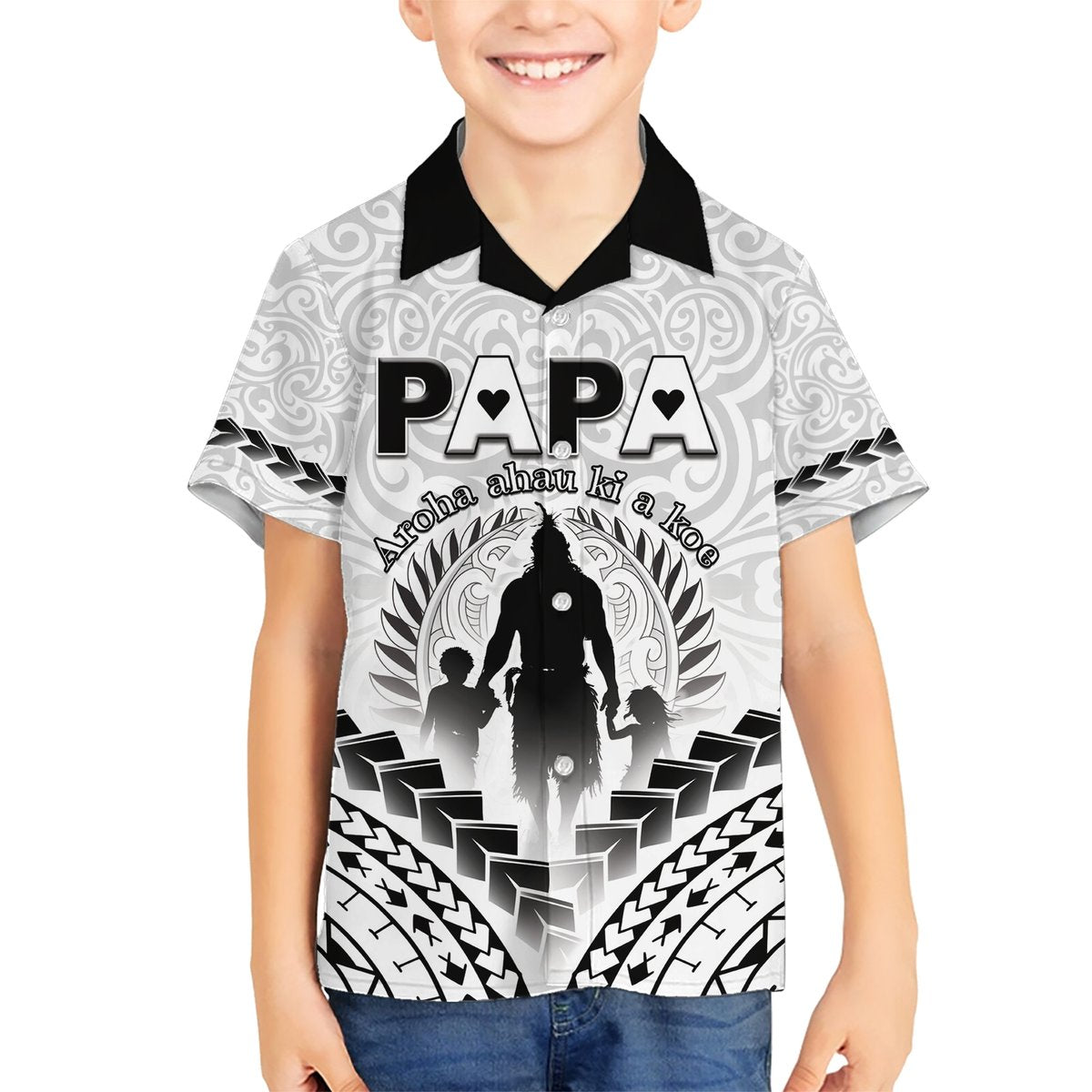 Personalised New Zealand Happy Father's Day Hawaiian Shirt Aroha Ahau Ki A Koe Papa Polynesian Tribal LT05 - Polynesian Pride