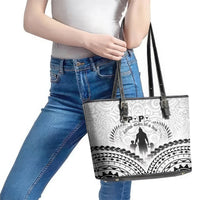 New Zealand Happy Father's Day Leather Tote Bag Aroha Ahau Ki A Koe Papa Polynesian Tribal LT05 - Polynesian Pride