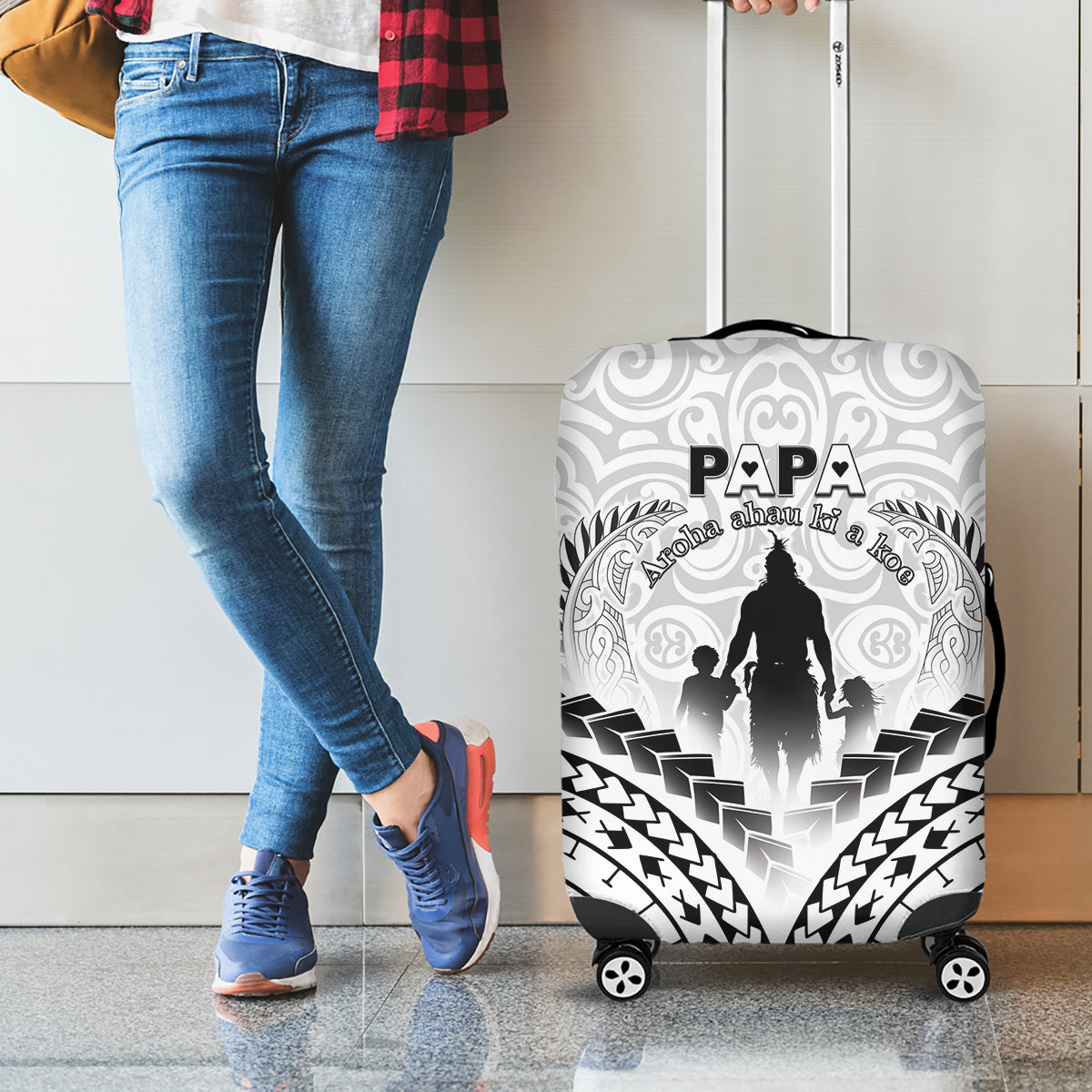 New Zealand Happy Father's Day Luggage Cover Aroha Ahau Ki A Koe Papa Polynesian Tribal LT05 - Polynesian Pride