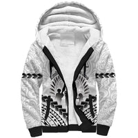 Personalised New Zealand Happy Father's Day Sherpa Hoodie Aroha Ahau Ki A Koe Papa Polynesian Tribal LT05 Unisex White - Polynesian Pride
