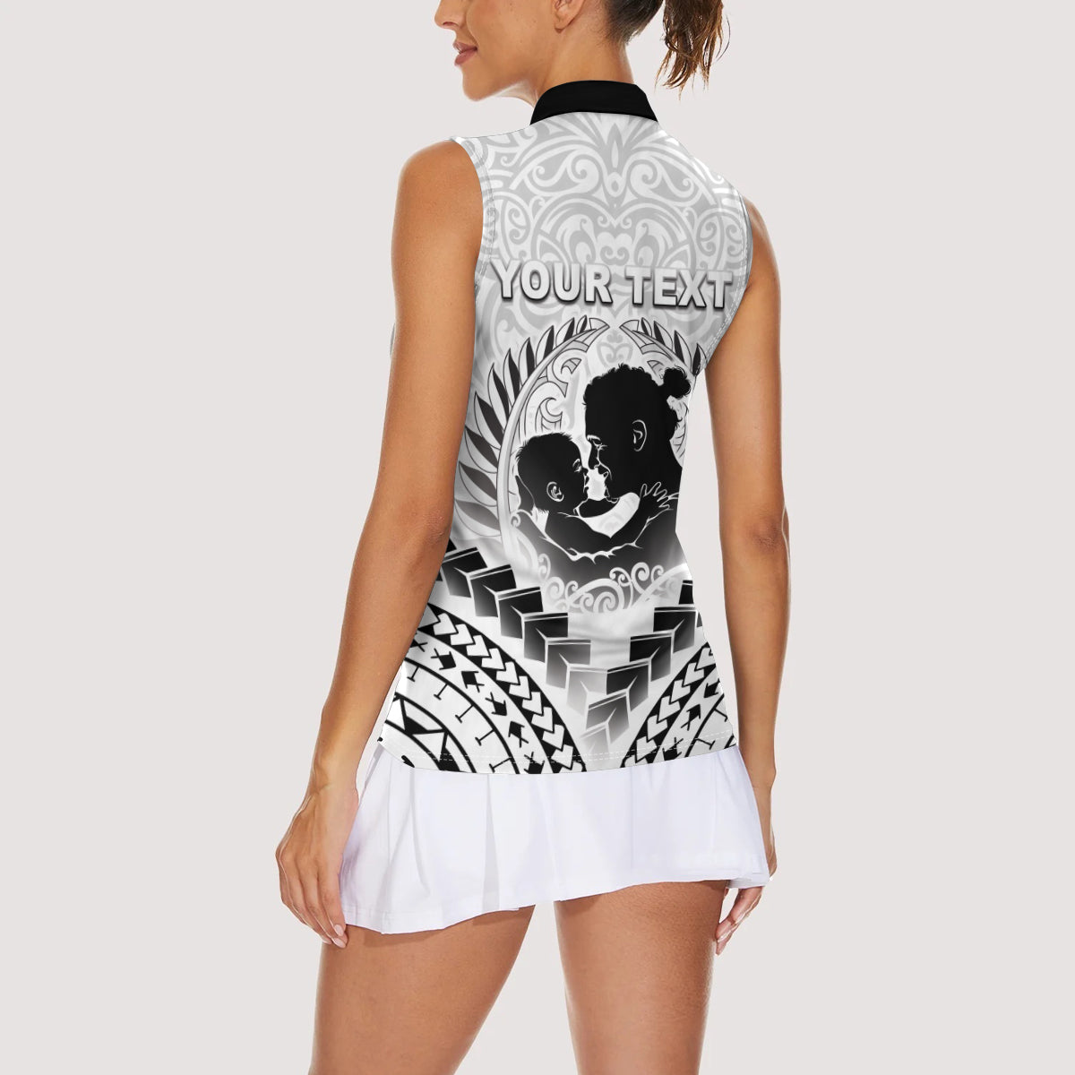 Personalised New Zealand Happy Father's Day Women Sleeveless Polo Shirt Aroha Ahau Ki A Koe Papa Polynesian Tribal LT05 - Polynesian Pride