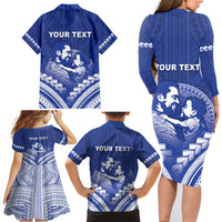 Personalised Samoa Happy Father's Day Family Matching Long Sleeve Bodycon Dress and Hawaiian Shirt Ou Te Alofa Ia Te Oe Tama Dad Polynesian Tribal LT05 - Polynesian Pride