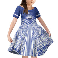 Personalised Samoa Happy Father's Day Family Matching Mermaid Dress and Hawaiian Shirt Ou Te Alofa Ia Te Oe Tama Dad Polynesian Tribal LT05 Daughter's Dress Blue - Polynesian Pride