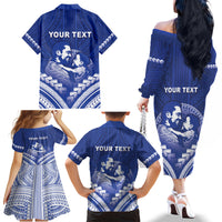 Personalised Samoa Happy Father's Day Family Matching Off The Shoulder Long Sleeve Dress and Hawaiian Shirt Ou Te Alofa Ia Te Oe Tama Dad Polynesian Tribal LT05 - Polynesian Pride