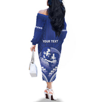 Personalised Samoa Happy Father's Day Family Matching Off The Shoulder Long Sleeve Dress and Hawaiian Shirt Ou Te Alofa Ia Te Oe Tama Dad Polynesian Tribal LT05 - Polynesian Pride