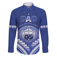 Personalised Samoa Happy Father's Day Family Matching Off Shoulder Maxi Dress and Hawaiian Shirt Ou Te Alofa Ia Te Oe Tama Dad Polynesian Tribal LT05 Dad's Shirt - Long Sleeve Blue - Polynesian Pride