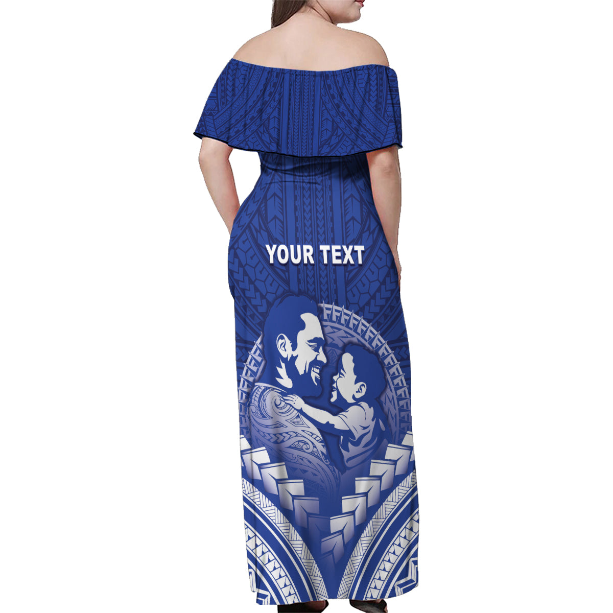 Personalised Samoa Happy Father's Day Family Matching Off Shoulder Maxi Dress and Hawaiian Shirt Ou Te Alofa Ia Te Oe Tama Dad Polynesian Tribal LT05 - Polynesian Pride
