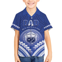 Personalised Samoa Happy Father's Day Family Matching Off Shoulder Short Dress and Hawaiian Shirt Ou Te Alofa Ia Te Oe Tama Dad Polynesian Tribal LT05 Son's Shirt Blue - Polynesian Pride