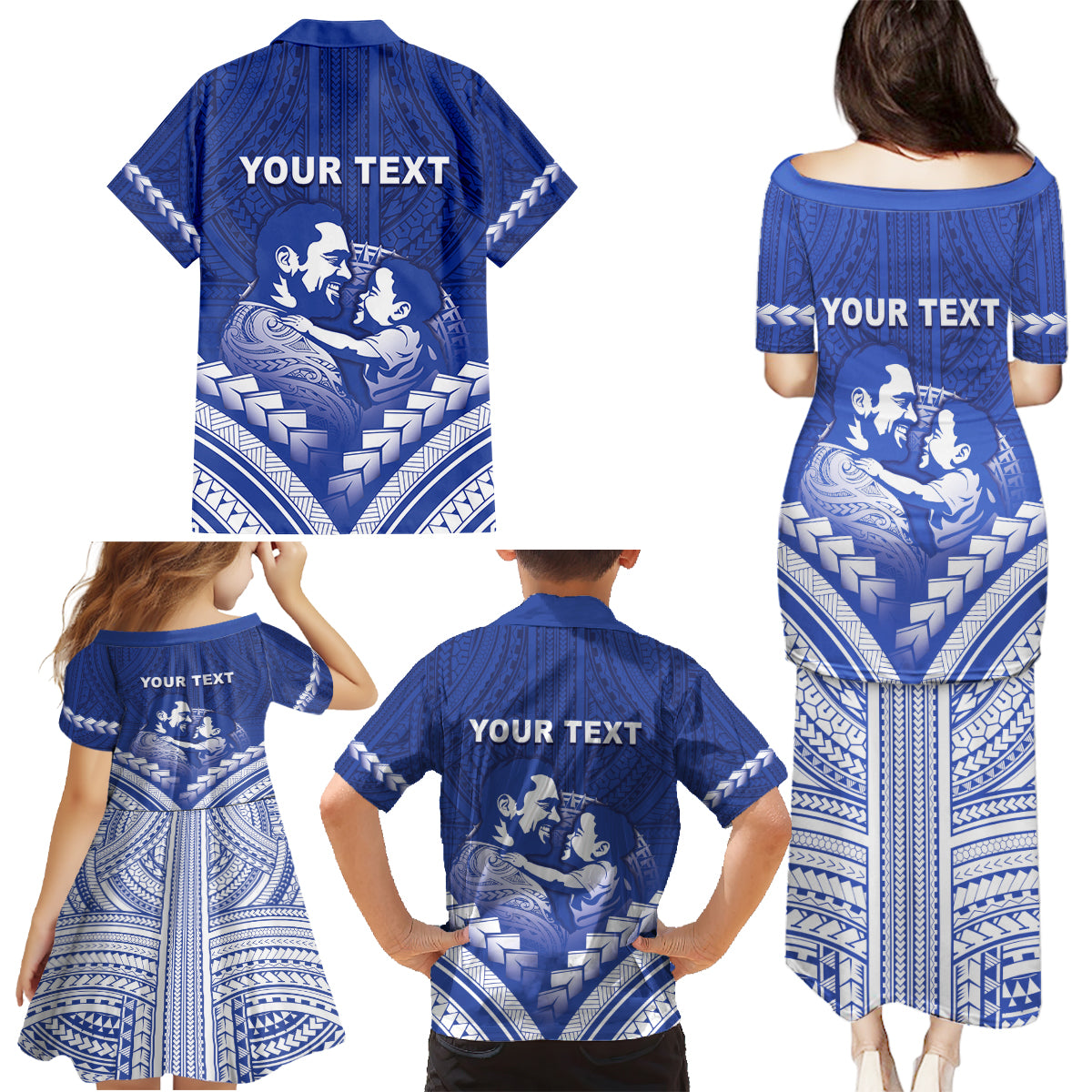 Personalised Samoa Happy Father's Day Family Matching Puletasi and Hawaiian Shirt Ou Te Alofa Ia Te Oe Tama Dad Polynesian Tribal LT05 - Polynesian Pride