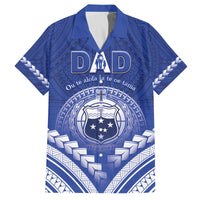Personalised Samoa Happy Father's Day Family Matching Puletasi and Hawaiian Shirt Ou Te Alofa Ia Te Oe Tama Dad Polynesian Tribal LT05 Dad's Shirt - Short Sleeve Blue - Polynesian Pride