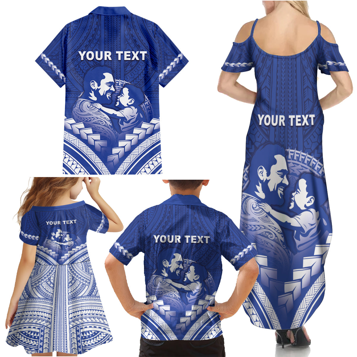 Personalised Samoa Happy Father's Day Family Matching Summer Maxi Dress and Hawaiian Shirt Ou Te Alofa Ia Te Oe Tama Dad Polynesian Tribal LT05 - Polynesian Pride