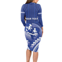 Personalised Samoa Happy Father's Day Long Sleeve Bodycon Dress Ou Te Alofa Ia Te Oe Tama Dad Polynesian Tribal