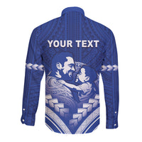 Personalised Samoa Happy Father's Day Long Sleeve Button Shirt Ou Te Alofa Ia Te Oe Tama Dad Polynesian Tribal
