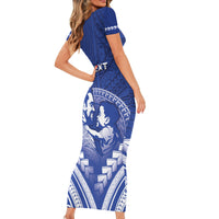 Personalised Samoa Happy Father's Day Short Sleeve Bodycon Dress Ou Te Alofa Ia Te Oe Tama Dad Polynesian Tribal LT05 - Polynesian Pride