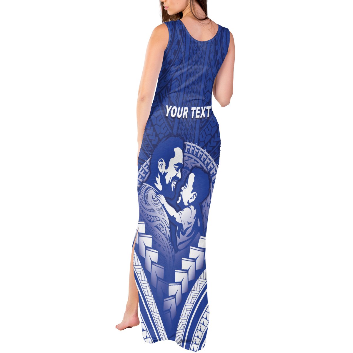 Personalised Samoa Happy Father's Day Tank Maxi Dress Ou Te Alofa Ia Te Oe Tama Dad Polynesian Tribal