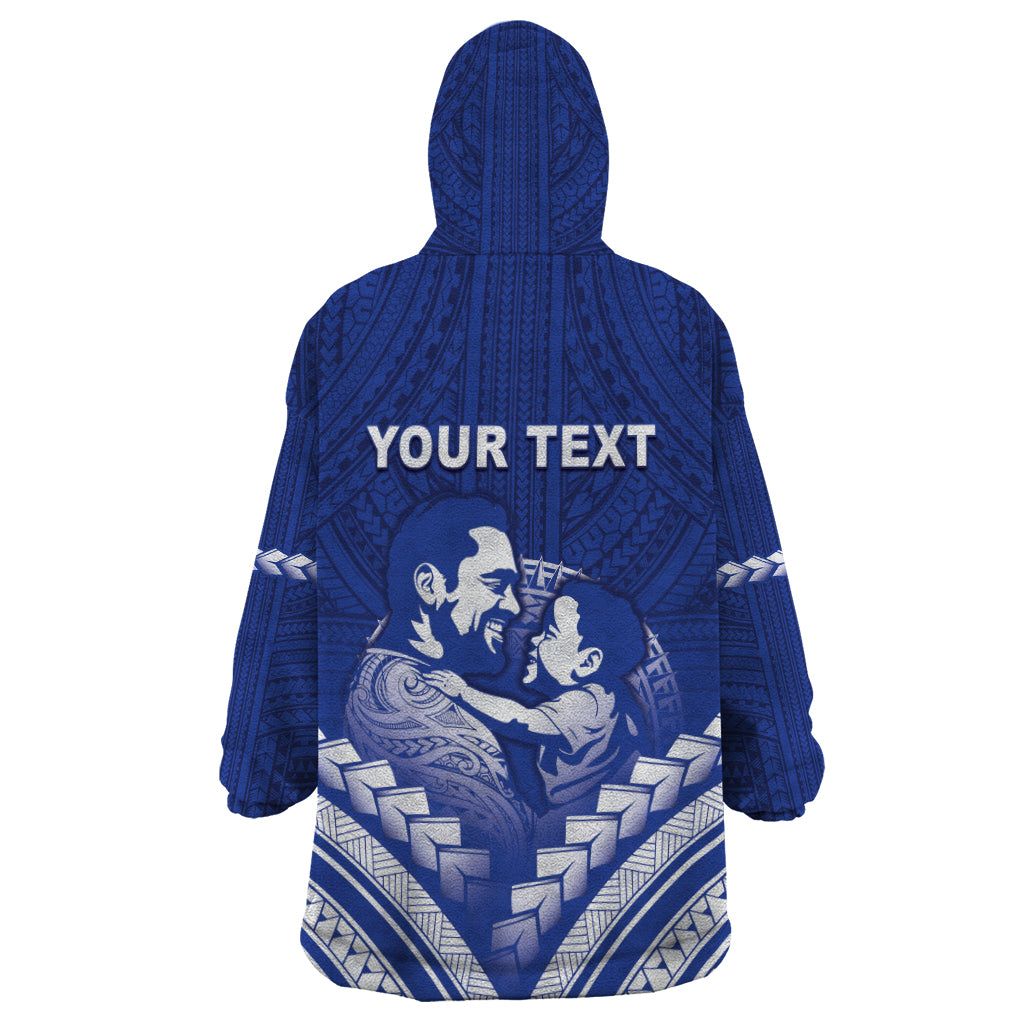 Personalised Samoa Happy Father's Day Wearable Blanket Hoodie Ou Te Alofa Ia Te Oe Tama Dad Polynesian Tribal