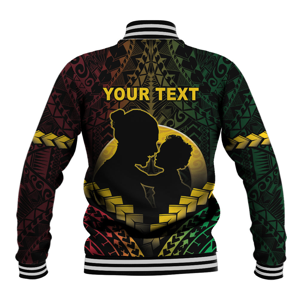 Personalised Vanuatu Happy Father's Day Baseball Jacket Mi Lavem Yu Papa Polynesian Tribal