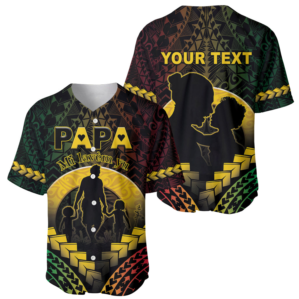 Personalised Vanuatu Happy Father's Day Baseball Jersey Mi Lavem Yu Papa Polynesian Tribal