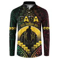 Personalised Vanuatu Happy Father's Day Button Sweatshirt Mi Lavem Yu Papa Polynesian Tribal