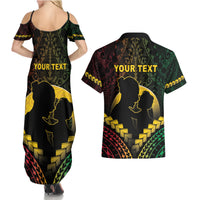 Personalised Vanuatu Happy Father's Day Couples Matching Summer Maxi Dress and Hawaiian Shirt Mi Lavem Yu Papa Polynesian Tribal