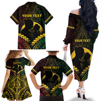 Personalised Vanuatu Happy Father's Day Family Matching Off The Shoulder Long Sleeve Dress and Hawaiian Shirt Mi Lavem Yu Papa Polynesian Tribal LT05 - Polynesian Pride