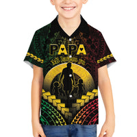 Personalised Vanuatu Happy Father's Day Family Matching Off Shoulder Short Dress and Hawaiian Shirt Mi Lavem Yu Papa Polynesian Tribal LT05 Son's Shirt Reggae - Polynesian Pride