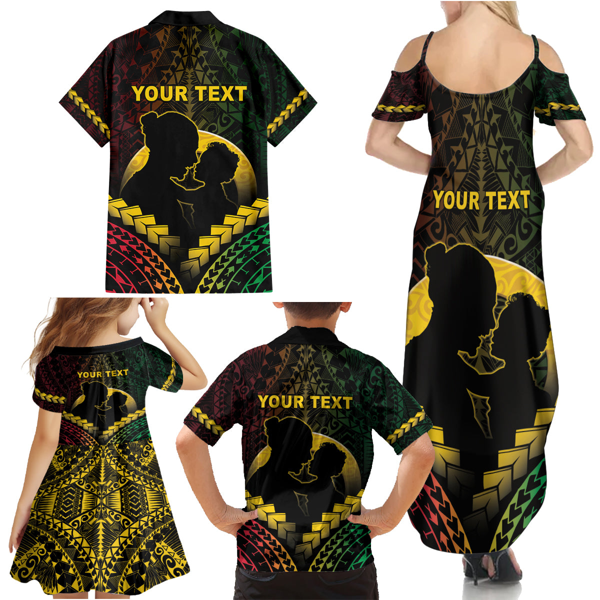 Personalised Vanuatu Happy Father's Day Family Matching Summer Maxi Dress and Hawaiian Shirt Mi Lavem Yu Papa Polynesian Tribal