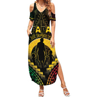 Personalised Vanuatu Happy Father's Day Family Matching Summer Maxi Dress and Hawaiian Shirt Mi Lavem Yu Papa Polynesian Tribal