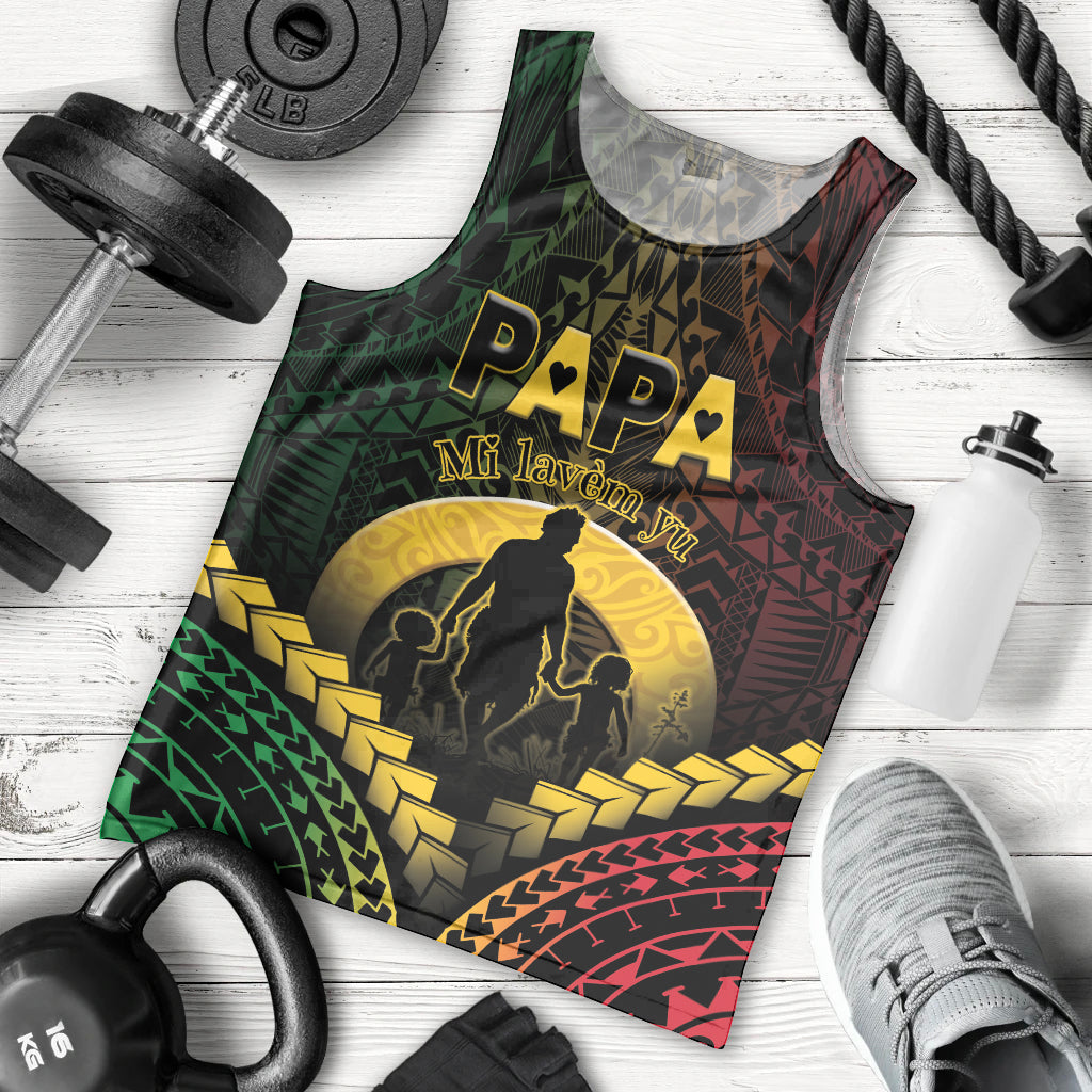 Personalised Vanuatu Happy Father's Day Men Tank Top Mi Lavem Yu Papa Polynesian Tribal