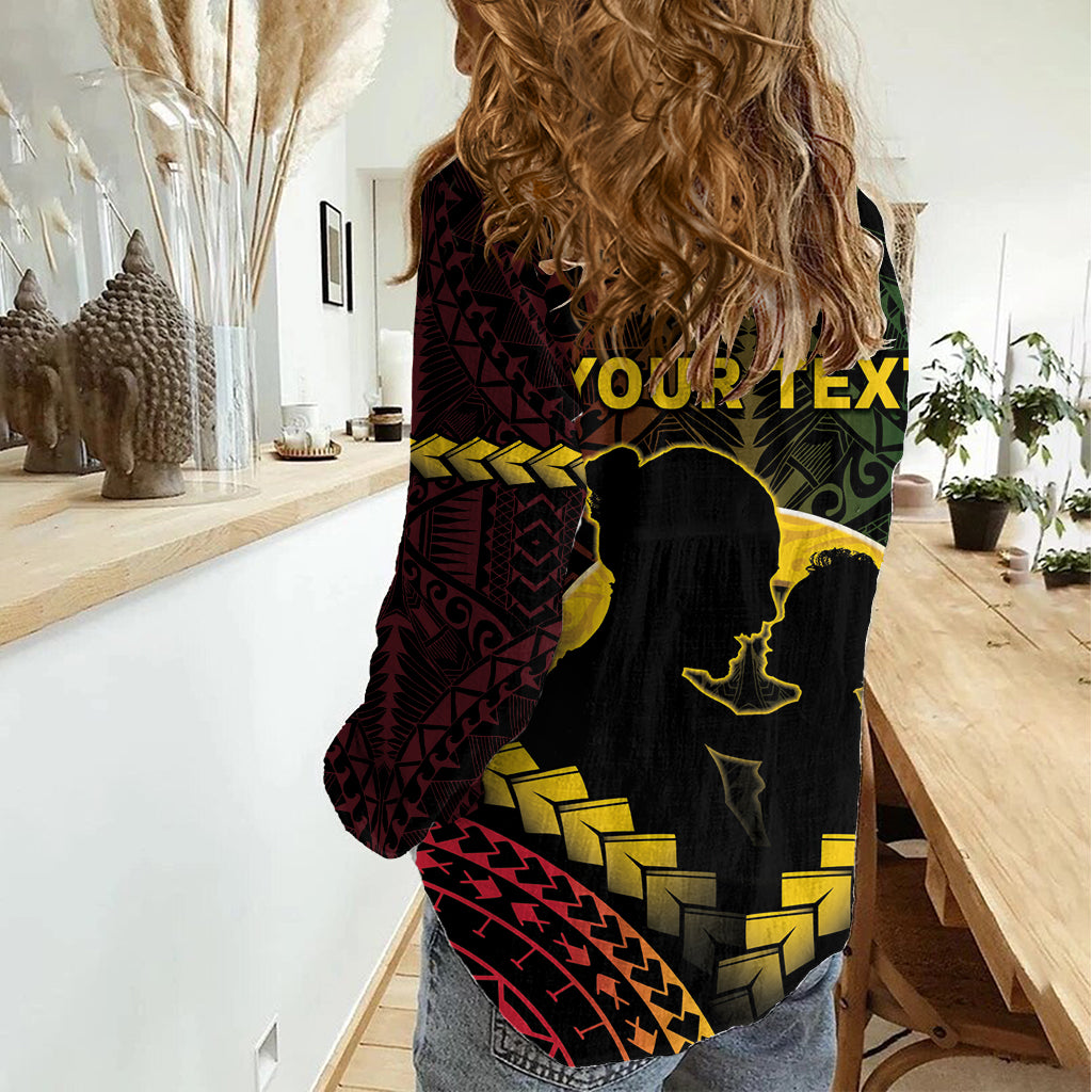 Personalised Vanuatu Happy Father's Day Women Casual Shirt Mi Lavem Yu Papa Polynesian Tribal