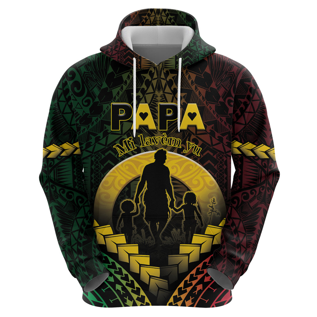 Personalised Vanuatu Happy Father's Day Zip Hoodie Mi Lavem Yu Papa Polynesian Tribal